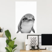Modernes Dolphin Portrait Schwarz-weiß Poster (Heimbüro)