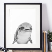 Modernes Dolphin Portrait Schwarz-weiß Poster