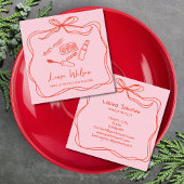Modernes Doodle Whimsical Makeup Artist Red Pink B Quadratische Visitenkarte