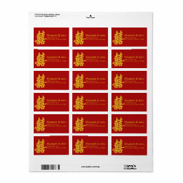 Modernes Doppel-Happy Wedding Gold Glitzer Adressaufkleber