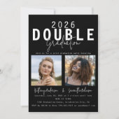 Modernes Doppelfest 2 Foto Abschluss Einladung (Vorderseite)