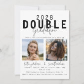 Modernes Doppelfest 2 Foto Abschluss Einladung (Vorderseite)