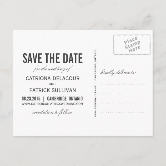 Modernes Doppelrahmen Foto Save the Date Postkarte (Rückseite)