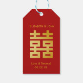 Modernes doppeltes Glück Hochzeit Gold Geschenkanhänger (Rückseite)