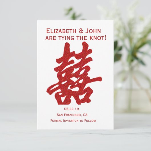 Modernes doppeltes Glück Save the Date (Stehend Vorderseite)