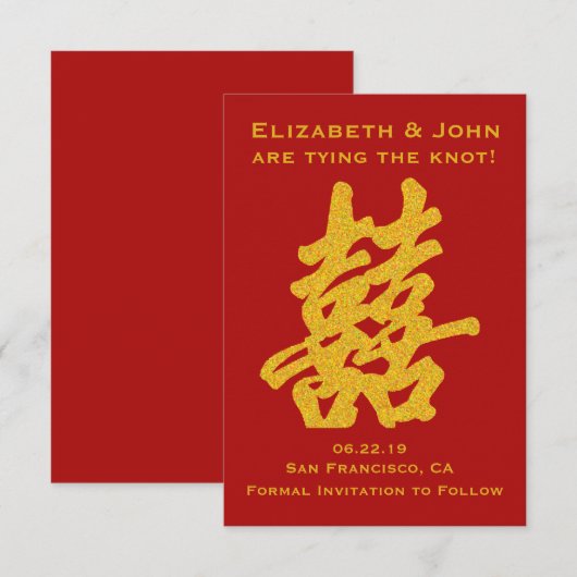 Modernes doppeltes Glück Save the Date (Vorne/Hinten)