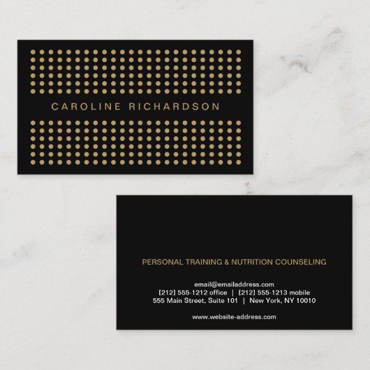MODERNES DOT-DESIGN IN SCHWARZ/GOLD-Visitenkarte Visitenkarte (Vorne/Hinten)