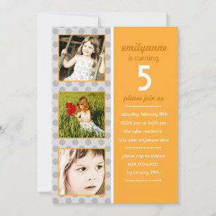 Modernes Dot Foto Geburtstagseinladung (Sonnenunte Einladung