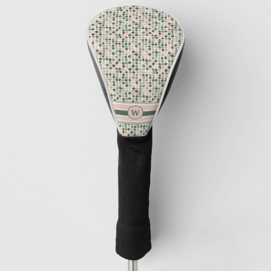 Modernes Dot-Muster Mit Monogramm Golf Headcover (Vorderseite)