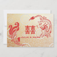 Modernes Dragon-Phoenix-Chinesisch Hochzeit Gold R