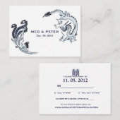 Modernes Dragon-Phoenix-Chinesisch-Hochzeit-RSVP Begleitkarte (Vorne/Hinten)