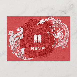 Modernes Dragon-Phoenix-Chinesisch-Hochzeit-RSVP RSVP Karte
