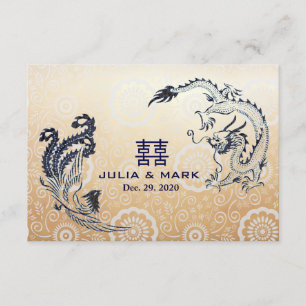 Modernes Dragon-Phoenix-Chinesisch-Hochzeit-RSVP RSVP Karte