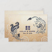 Modernes Dragon-Phoenix-Chinesisch-Hochzeit-RSVP RSVP Karte (Vorne/Hinten)