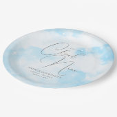 Modernes Dreamy Pastel Blue Cloud Nine Brautparty Pappteller (Schrägansicht)