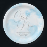 Modernes Dreamy Pastel Blue Cloud Nine Brautparty Pappteller<br><div class="desc">Moderne Dreamy Pastel Blue Cloud Nine Brautparty Paper Teller</div>