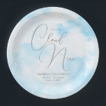 Modernes Dreamy Pastel Blue Cloud Nine Brautparty Pappteller<br><div class="desc">Moderne Dreamy Pastel Blue Cloud Nine Brautparty Paper Teller</div>