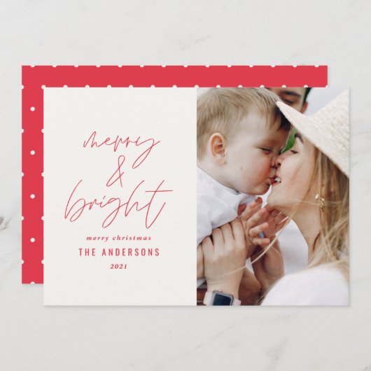 Modernes Drehbuch 1 Foto fröhlich & hell Weihnacht (Vorne/Hinten)