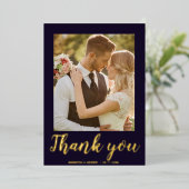 Modernes Drehbuch 2 Foto Hochzeit danke Karte (Stehend vorne)