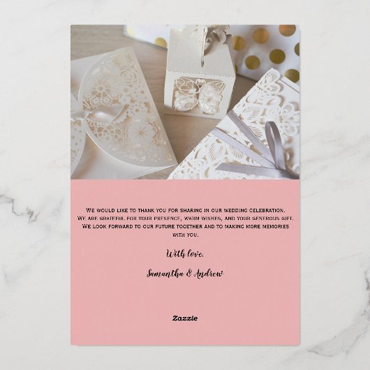 Modernes Drehbuch 2 Foto Hochzeit danke Karte (Rückseite)