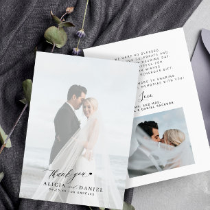 Modernes Drehbuch 2 Fotos Hochzeit Dankeskarte