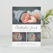 Modernes Drehbuch 3 Foto Collage Geburtsankündigun Ankündigung (Stehend Vorderseite)