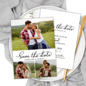 Modernes Drehbuch 3 Foto Collage Wedding Save The Date