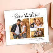 Modernes Drehbuch 3 Foto Collage Wedding Save The Date