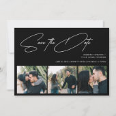 Modernes Drehbuch 3 Fotos Schwarze Hochzeit Save The Date (Vorderseite)