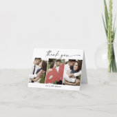Modernes Drehbuch 3 Fotovorlage geklappt Vielen Da Dankeskarte (Vorderseite)