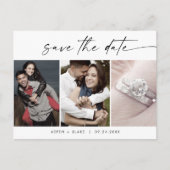 Modernes Drehbuch 3 Fotovorlage Save the Date Einladungspostkarte (Vorderseite)