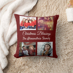 Modernes Drehbuch 4 Foto Collage Familie Weihnacht Kissen