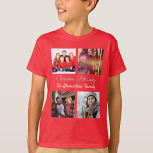 Modernes Drehbuch 4 Foto Collage Familie Weihnacht T-Shirt