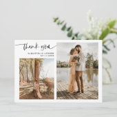 Modernes Drehbuch 5 Foto weiß danke Ihnen Hochzeit (Stehend Vorderseite)