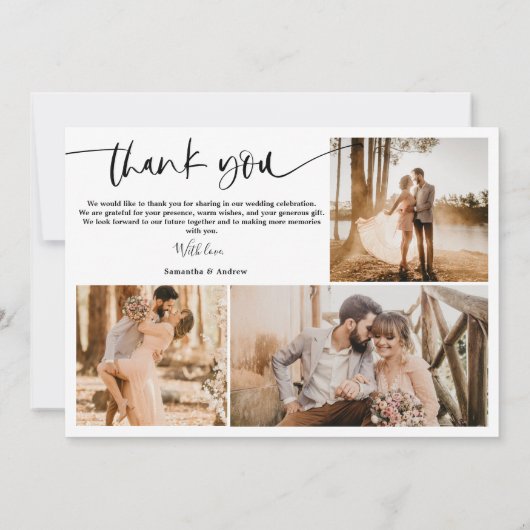 Modernes Drehbuch 5 Foto weiß danke Ihnen Hochzeit (Rückseite)