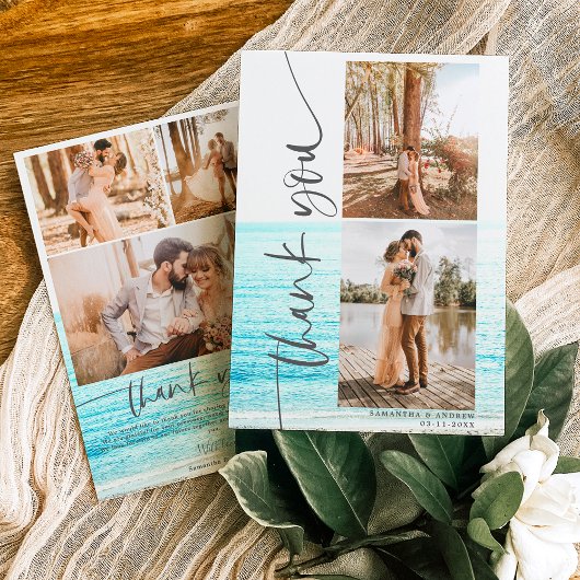 Modernes Drehbuch 5 Fotos Hochzeitsstrand Vielen D Dankeskarte