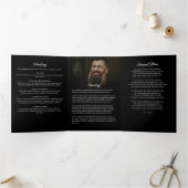 Modernes Drehbuch 8-Foto Beerdigung/Gedenkfeier Dreifach-gefaltete Programmkarte (Innenseite)