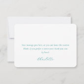 Modernes Drehbuch Aquamariner Polterabend Geburtst Dankeskarte (Rückseite)