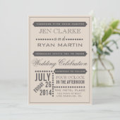 Modernes Drehbuch Beige & Gray Wedding Einladung (Stehend Vorderseite)