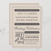 Modernes Drehbuch Beige & Gray Wedding Einladung (Vorne/Hinten)