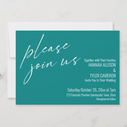 Modernes Drehbuch Bitte schließen Sie sich uns Aqu Einladung (Vorderseite)