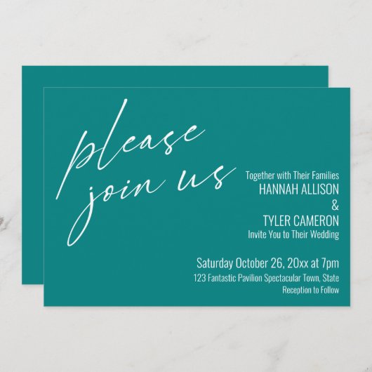 Modernes Drehbuch Bitte schließen Sie sich uns Aqu Einladung (Vorne/Hinten)