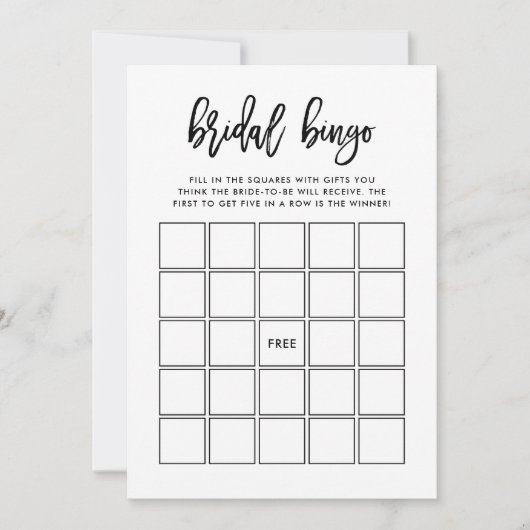 Modernes Drehbuch| Brautparty Bingo Game Einladung (Vorderseite)