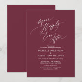 Modernes Drehbuch, Burgund, Hochzeit-Probe-Dinner Einladung (Vorne/Hinten)