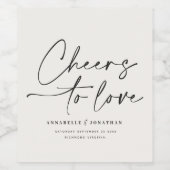 Modernes Drehbuch "Cheers to Liebe" Hochzeitsieg Weinetikett (Einzelnes Label)