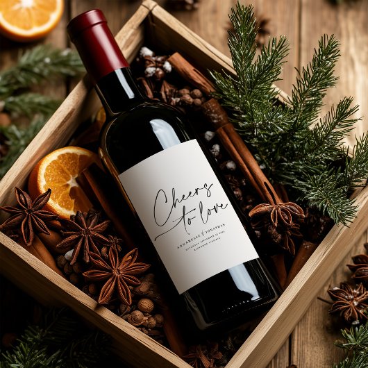 Modernes Drehbuch "Cheers to Liebe" Hochzeitsieg Weinetikett