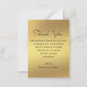 Modernes Drehbuch danke Ihnen Hochzeit Foto Goldfo Mitteilungskarte (Rückseite)