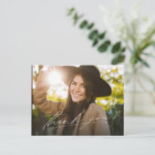 Modernes Drehbuch ein Foto Abschluss vielen Dank Postkarte (Stehend Vorderseite)