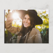 Modernes Drehbuch ein Foto Abschluss vielen Dank Postkarte (Vorderseite)