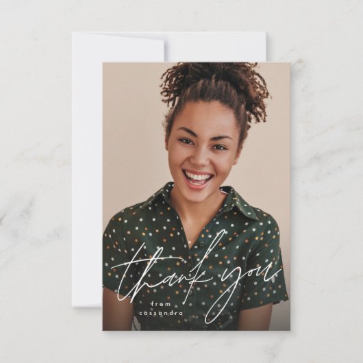 Modernes Drehbuch, einfach ein Foto Abschluss Dankeskarte (Vorderseite)